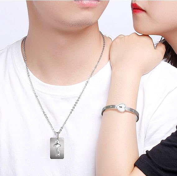 قلادة وسوار بقفل ومفتاح - امتلك مفتاح قلب من تحب