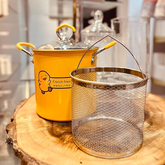 حلة تحمير بطوط تيفال بالباسكت وغطاء زجاجي المكونات: حلة + غطاء زجاج حراري + باسكت شبك + مقبض استانلس