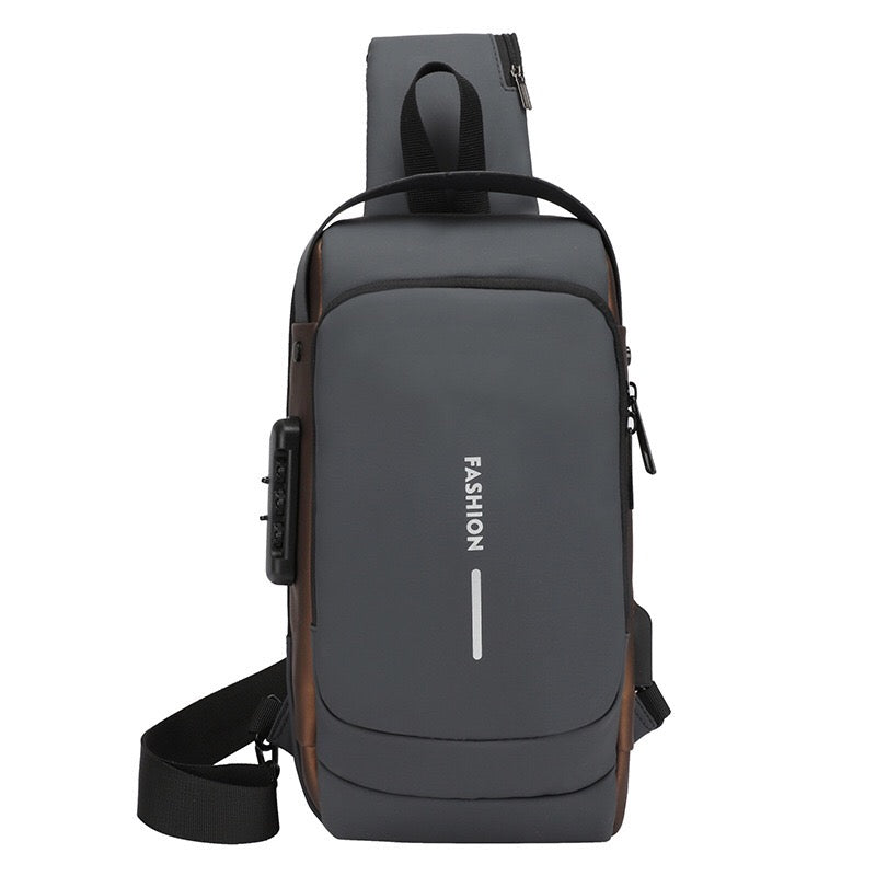 USB شنطة كروس مع قفل امان للسفر والاستخدام اليومي خامة وتر بروف مع منفذ