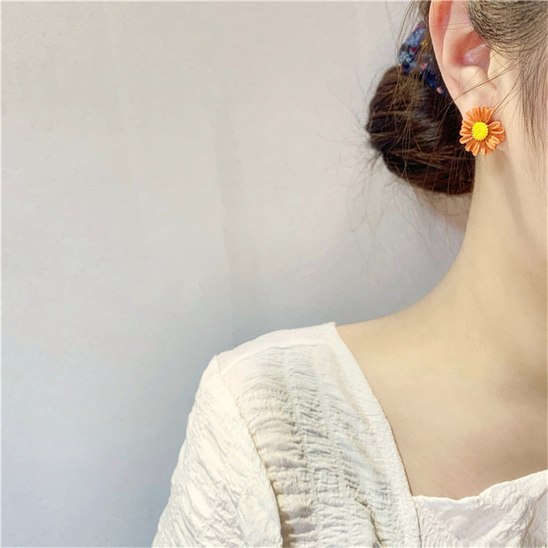 طقم  4 ألوان مختلفة حلقان صيفي ستانلس ستيل شكل ورد