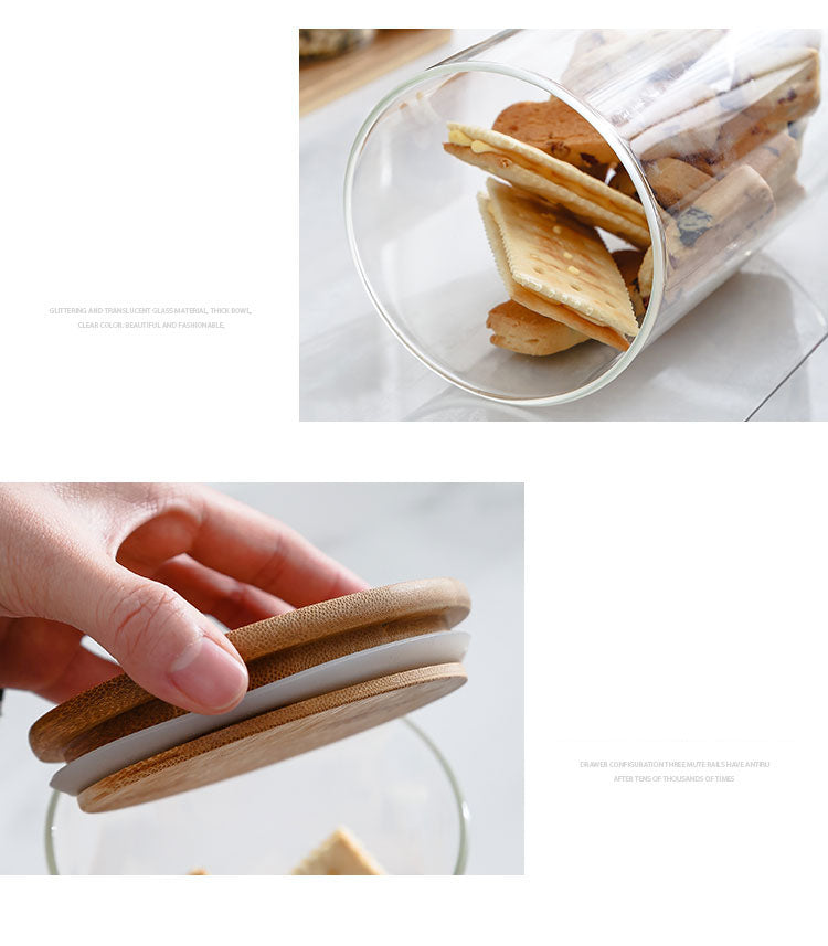 طقم كاندي 3 فطع زجاج بغطاء خشبي وحامل خشب