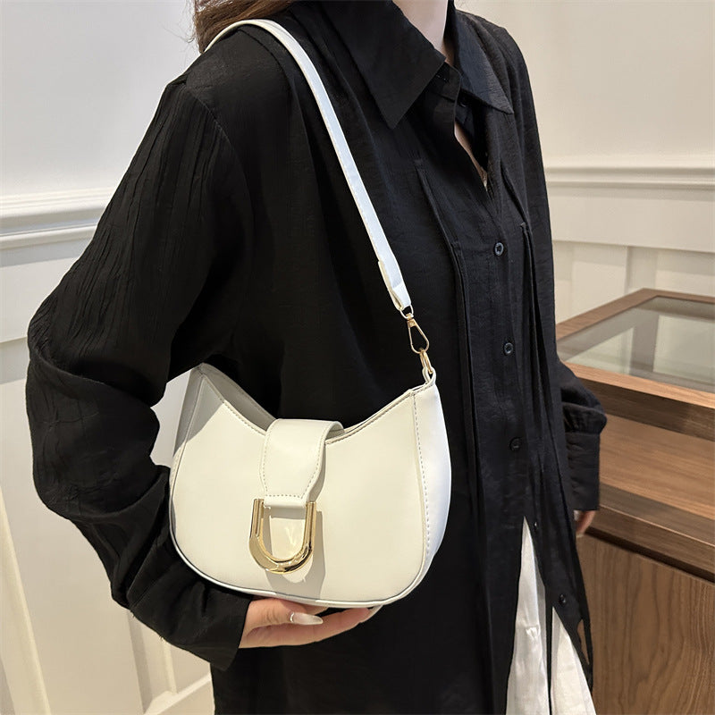 شنطة كتف نسائية جلد معالج Pu بتصميم عصري – لون بني