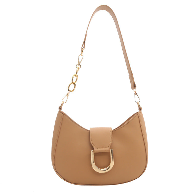 شنطة كتف نسائية جلد معالج Pu بتصميم عصري – لون بني