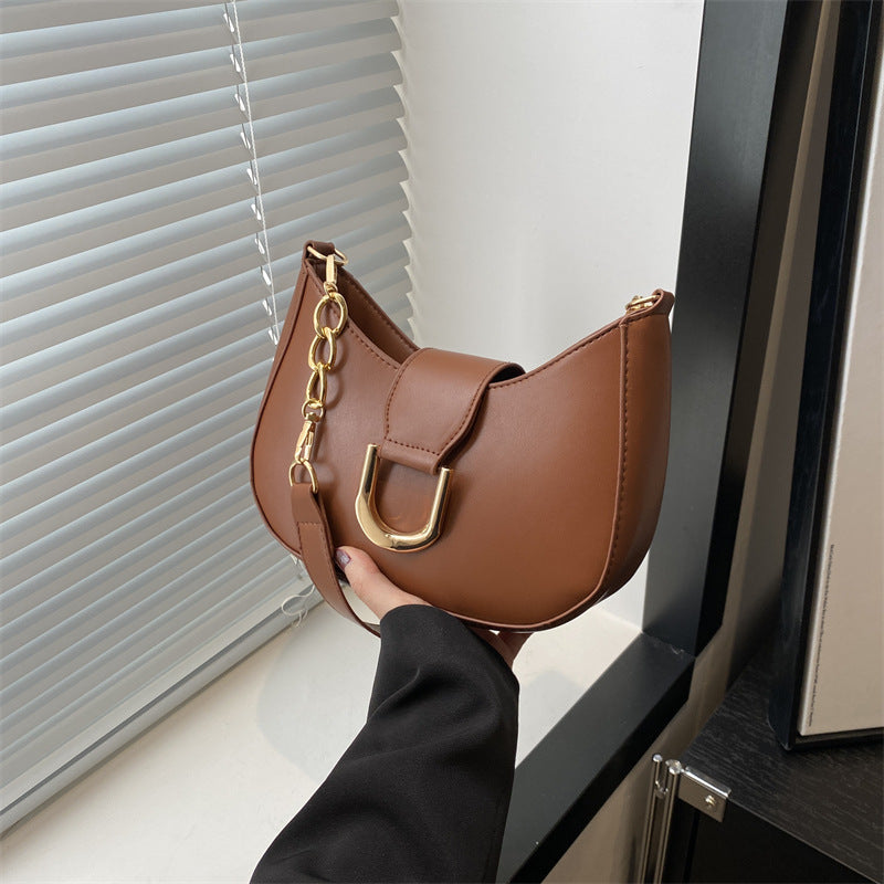 شنطة كتف نسائية جلد معالج Pu بتصميم عصري – لون بني