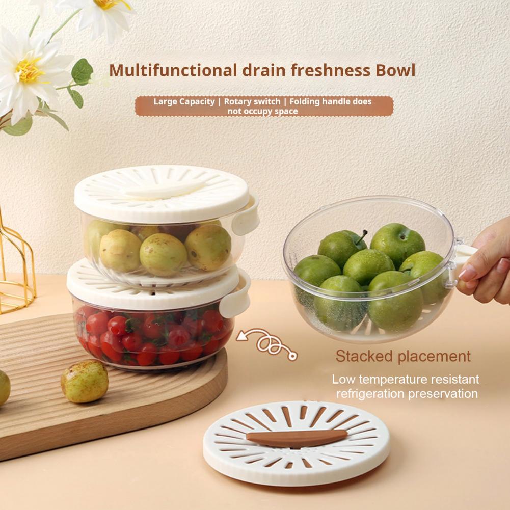 علبة الثلاجة 4 في 1 مزودة بمصفي داخليا لغسل وتجفيف الفواكة وغطاء سمارت يتحةل ليد عند الفتح