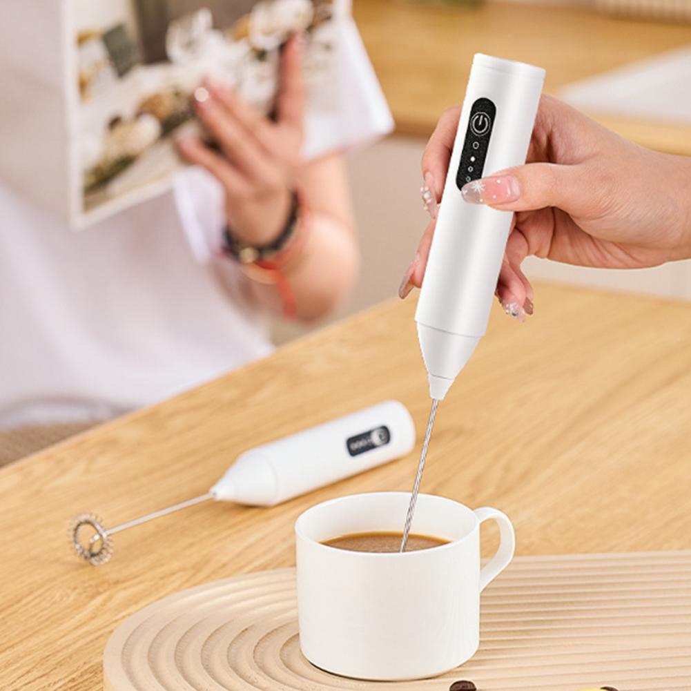 مضرب كهربائي قابل للشحن لتحضير النسكافيةوالبيض لصنع رغوة الحليب بـ 3 سرعات قابلة للتعديل