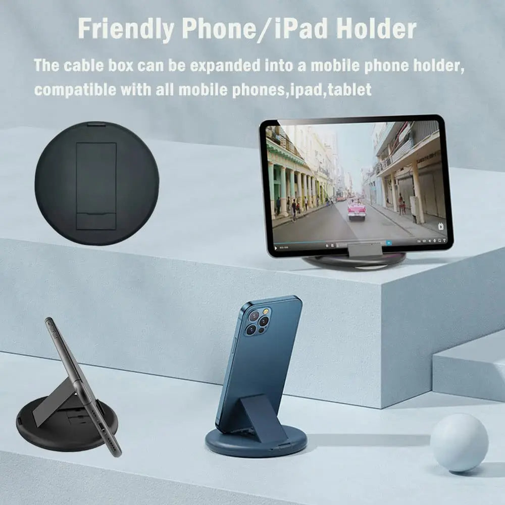 مجموعة محول كابل شحن متعدد 9 في 1 نوع سي إلى مايكرو لايتنينج ايه يمكن استخدامه كحامل موبايل - أسود)