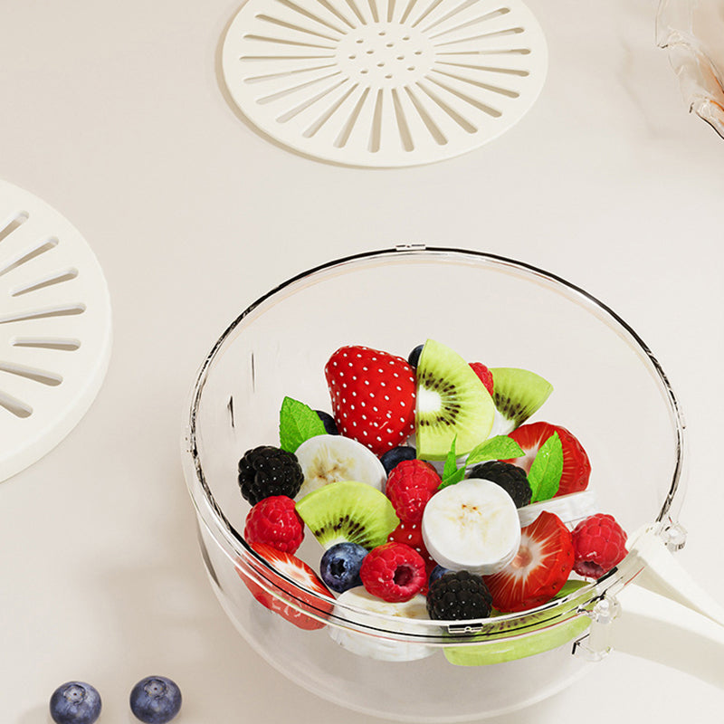 علبة الثلاجة 4 في 1 مزودة بمصفي داخليا لغسل وتجفيف الفواكة وغطاء سمارت يتحةل ليد عند الفتح