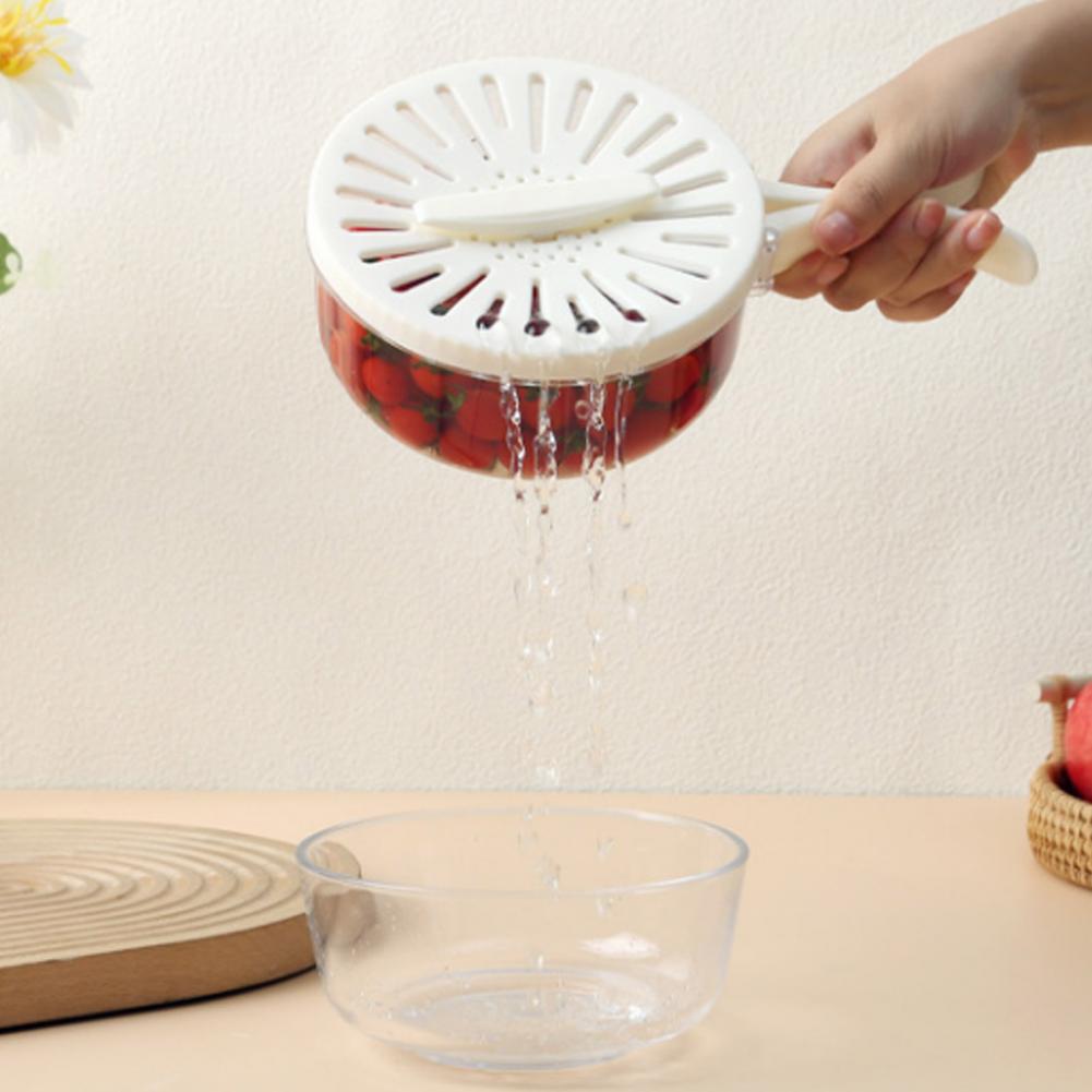 علبة الثلاجة 4 في 1 مزودة بمصفي داخليا لغسل وتجفيف الفواكة وغطاء سمارت يتحةل ليد عند الفتح