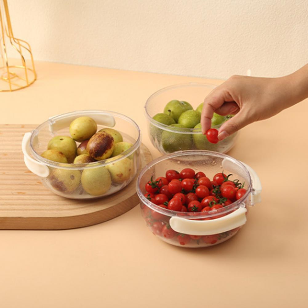 علبة الثلاجة 4 في 1 مزودة بمصفي داخليا لغسل وتجفيف الفواكة وغطاء سمارت يتحةل ليد عند الفتح