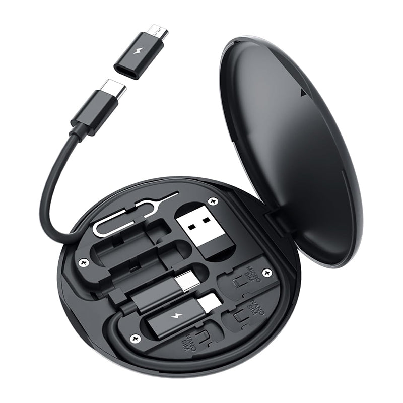 مجموعة محول كابل شحن متعدد 9 في 1 نوع سي إلى مايكرو لايتنينج ايه يمكن استخدامه كحامل موبايل - أسود)