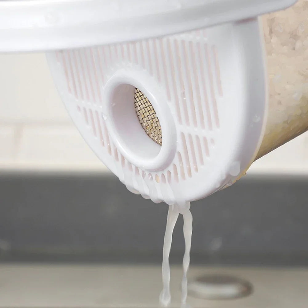 دورق غسيل الارز وعاء بلاستيكي لغسل الارز والخضروات مصفاة بيد للمطبخ