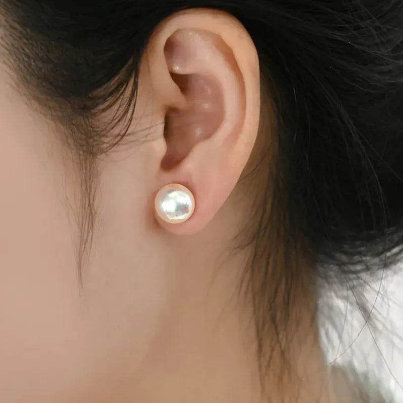 حلق أذن لؤلؤ أبيض دائري – تصميم كلاسيك أنيق
