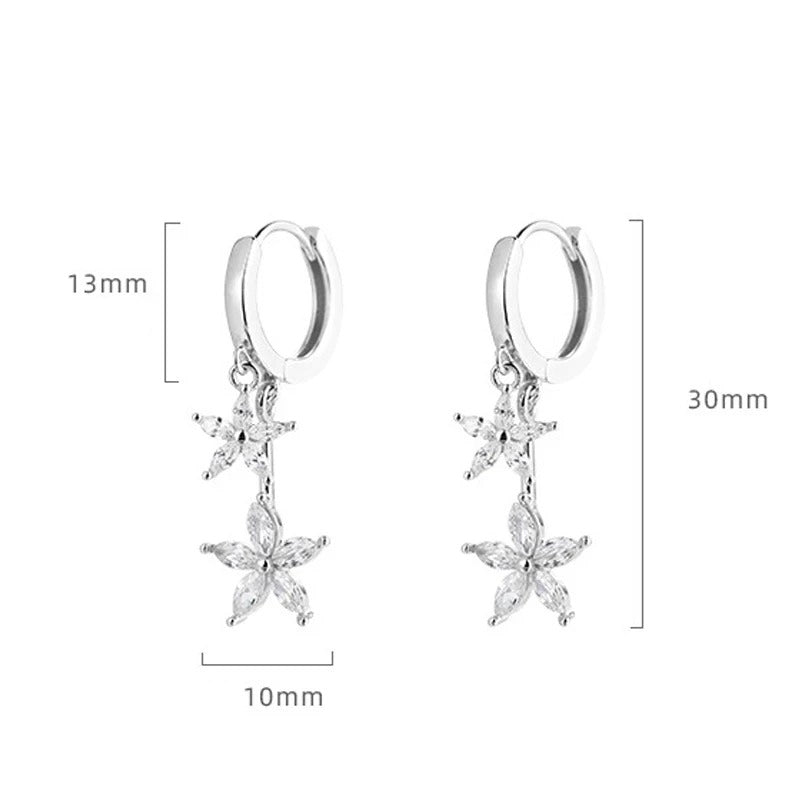 حلق النجوم بتصميم دروب كريستال فضه 925