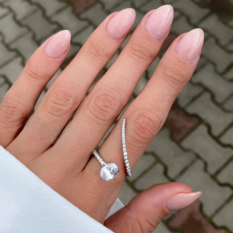 خاتم كاجوال مع فصوص كريستال مقاس حر