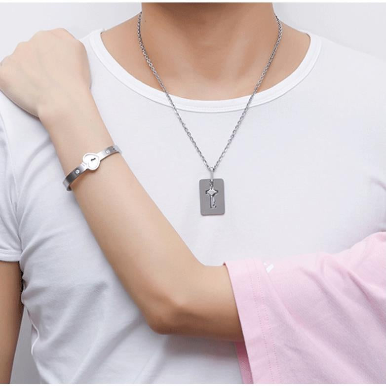 قلادة وسوار بقفل ومفتاح - امتلك مفتاح قلب من تحب