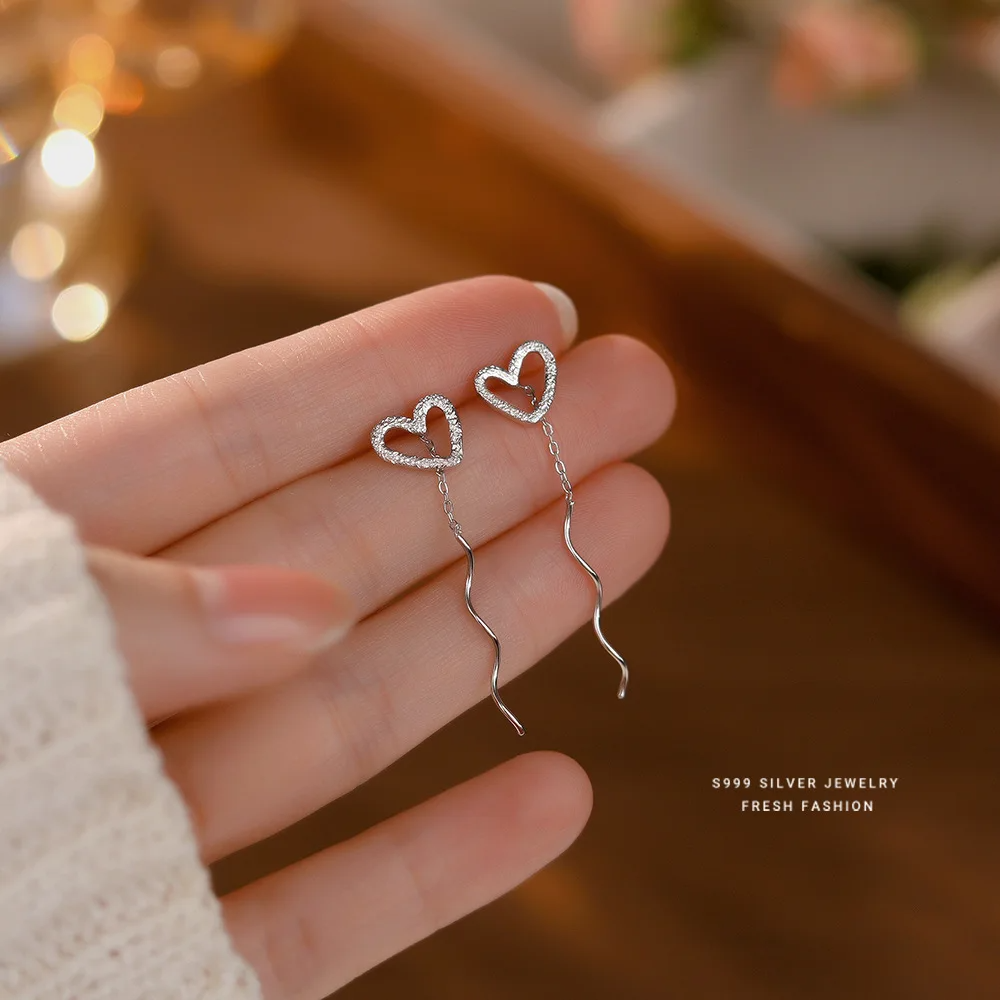 حلق قلب دروب مطلي فضه