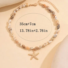 سلسلة خرز صدف طبيعي مع نجمة بحر ذهبية