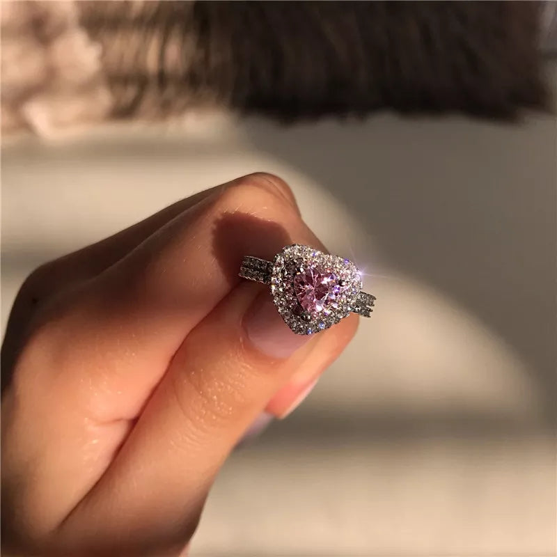 خاتم قلب مع فصوص زركون 316 - batcino.com