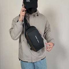 USB شنطة كروس مع قفل امان للسفر والاستخدام اليومي خامة وتر بروف مع منفذ