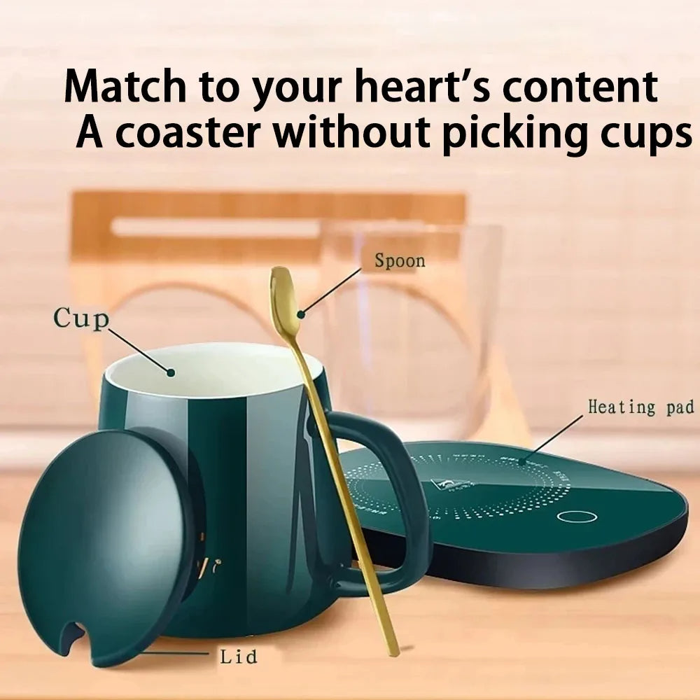 مج بورسلين حراري مزود بقاعدة تسخين ومعلقة ستانلس وشنطة هدايا