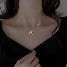 سلسلة فضه 925 بدائرة ولؤلؤة بسيط راقي لكل المناسبات