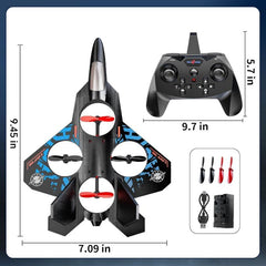 لعبة طائرة درون مقاتلة  تعمل بجهاز تحكم للأطفال بتردد 2.4 جيجاهرتز مع انقلاب 360 درجة، أضواء ليد، للإقلاع والهبوط