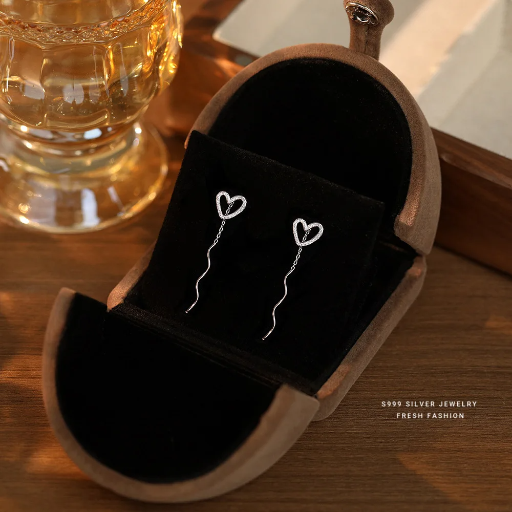 حلق قلب دروب مطلي فضه