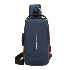 USB شنطة كروس مع قفل امان للسفر والاستخدام اليومي خامة وتر بروف مع منفذ