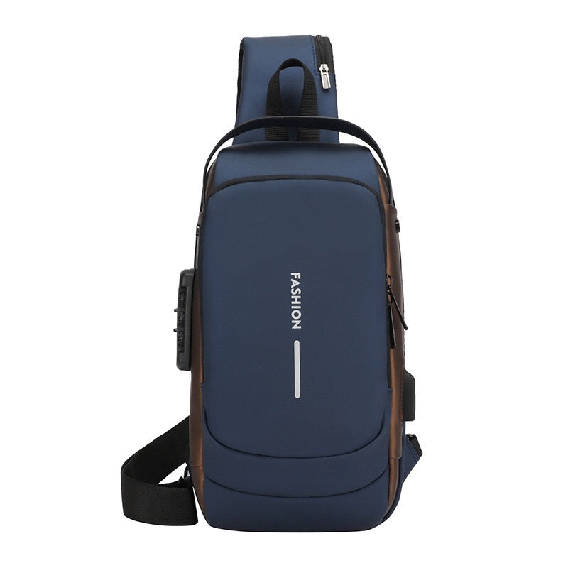 USB شنطة كروس مع قفل امان للسفر والاستخدام اليومي خامة وتر بروف مع منفذ