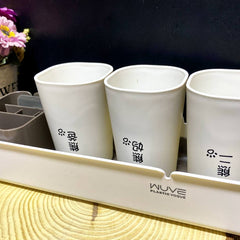 حامل فرش الأسنان والأكواب جداري – بدون حفر بتصميم عملي وأنيق للحمام