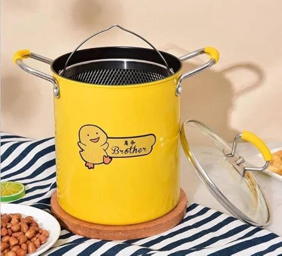 حلة تحمير بطوط تيفال بالباسكت وغطاء زجاجي المكونات: حلة + غطاء زجاج حراري + باسكت شبك + مقبض استانلس