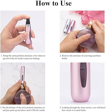 ٢  قطعة بخاخ عطر محمول قابلة لاعادة الملء - مناسب للجنسين زجاج عالي الجودة