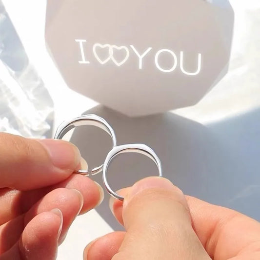 2 دبله فضه ايطالي925 يعكس كلمه i love you