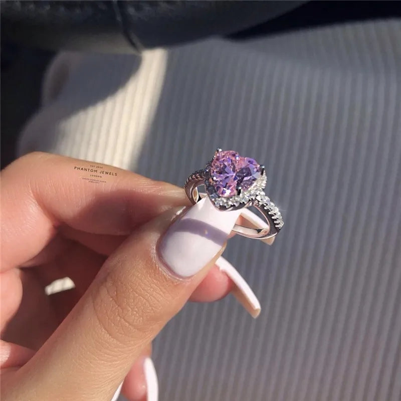 خاتم قلب مع فصوص زركون 316 - batcino.com