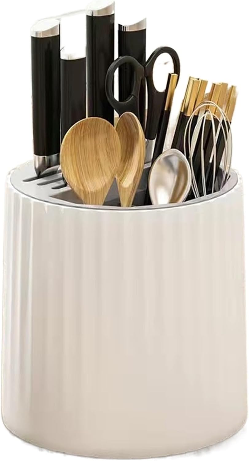 حامل ومنظم للسكاكين والمعالق قابل للدوران 360 درجة