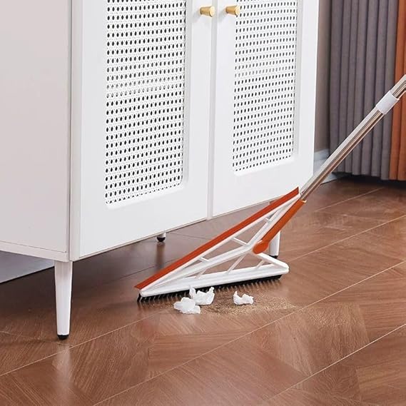 مساحة وفرشاة 2*1 قابلة للدوران 360 درجة لسهولة الوصول للأركان والزوايا بيد استانليس لتنظيف الأرضيات والزجاج