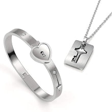 قلادة وسوار بقفل ومفتاح - امتلك مفتاح قلب من تحب