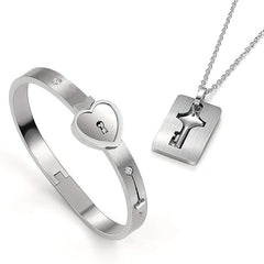 قلادة وسوار بقفل ومفتاح - امتلك مفتاح قلب من تحب