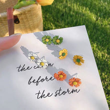 طقم  4 ألوان مختلفة حلقان صيفي ستانلس ستيل شكل ورد