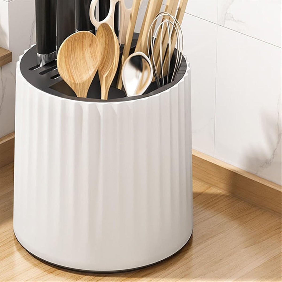 حامل ومنظم للسكاكين والمعالق قابل للدوران 360 درجة