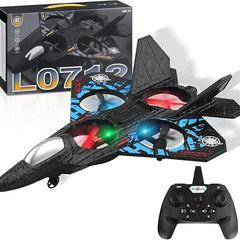 لعبة طائرة درون مقاتلة  تعمل بجهاز تحكم للأطفال بتردد 2.4 جيجاهرتز مع انقلاب 360 درجة، أضواء ليد، للإقلاع والهبوط