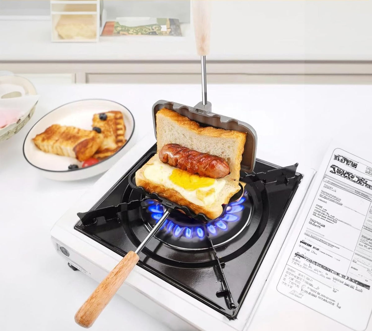 توستر ساندويتشات بوجهين من اواسيسجالور مقلاة غير لاصقة لصنع الجبن المشوي للافطار والبانكيك والاومليت