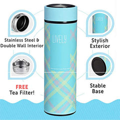 مج حراري للشاي مع فلتر ستانلس ستيل وزجاجة مياه 500 مل