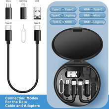 مجموعة محول كابل شحن متعدد 9 في 1 نوع سي إلى مايكرو لايتنينج ايه يمكن استخدامه كحامل موبايل - أسود)