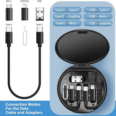 مجموعة محول كابل شحن متعدد 9 في 1 نوع سي إلى مايكرو لايتنينج ايه يمكن استخدامه كحامل موبايل - أسود)