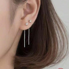 حلق برسينج مطلي بالفضه بتصميم بسيط ومميز