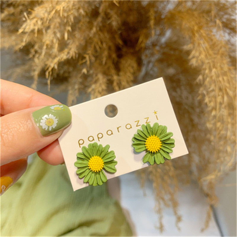 طقم  4 ألوان مختلفة حلقان صيفي ستانلس ستيل شكل ورد