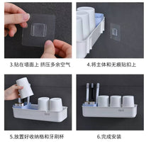 حامل فرش الأسنان والأكواب جداري – بدون حفر بتصميم عملي وأنيق للحمام