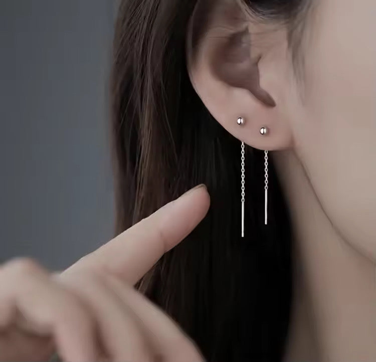 حلق برسينج مطلي بالفضه بتصميم بسيط ومميز